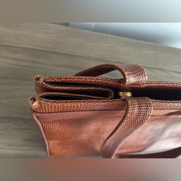 VGUC, Salvatore Ferragamo Vara, Lizard Embossed, Brown Leather Tote. Authentic - Picture 9 of 13